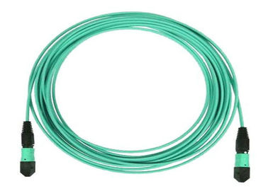 China MTP 24 Core Fiber Optic Patch Cord MPO Trunk Cable OM3 OM4 with Aqua Color supplier